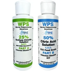 WPS KIT Sodium Solution 25% & Citric Acid 50% 2 Part KIT CDS 125 ml 4.2 oz Water Purification Solution Drops