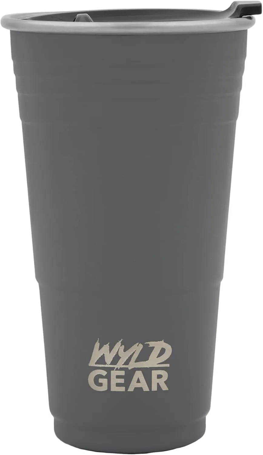 Wyld Gear Wyld Cup - Stainless Steel, Vacuum Insulated Tumbler Party Cup with Lid - 24oz Gray