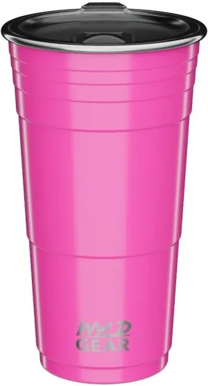 Wyld Gear Wyld Cup - Stainless Steel, Vacuum Insulated Tumbler Party Cup with Lid - 24oz Pink