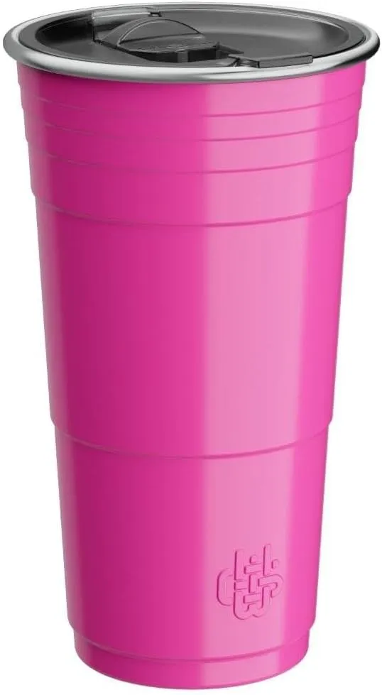 Wyld Gear Wyld Cup - Stainless Steel, Vacuum Insulated Tumbler Party Cup with Lid - 24oz Pink