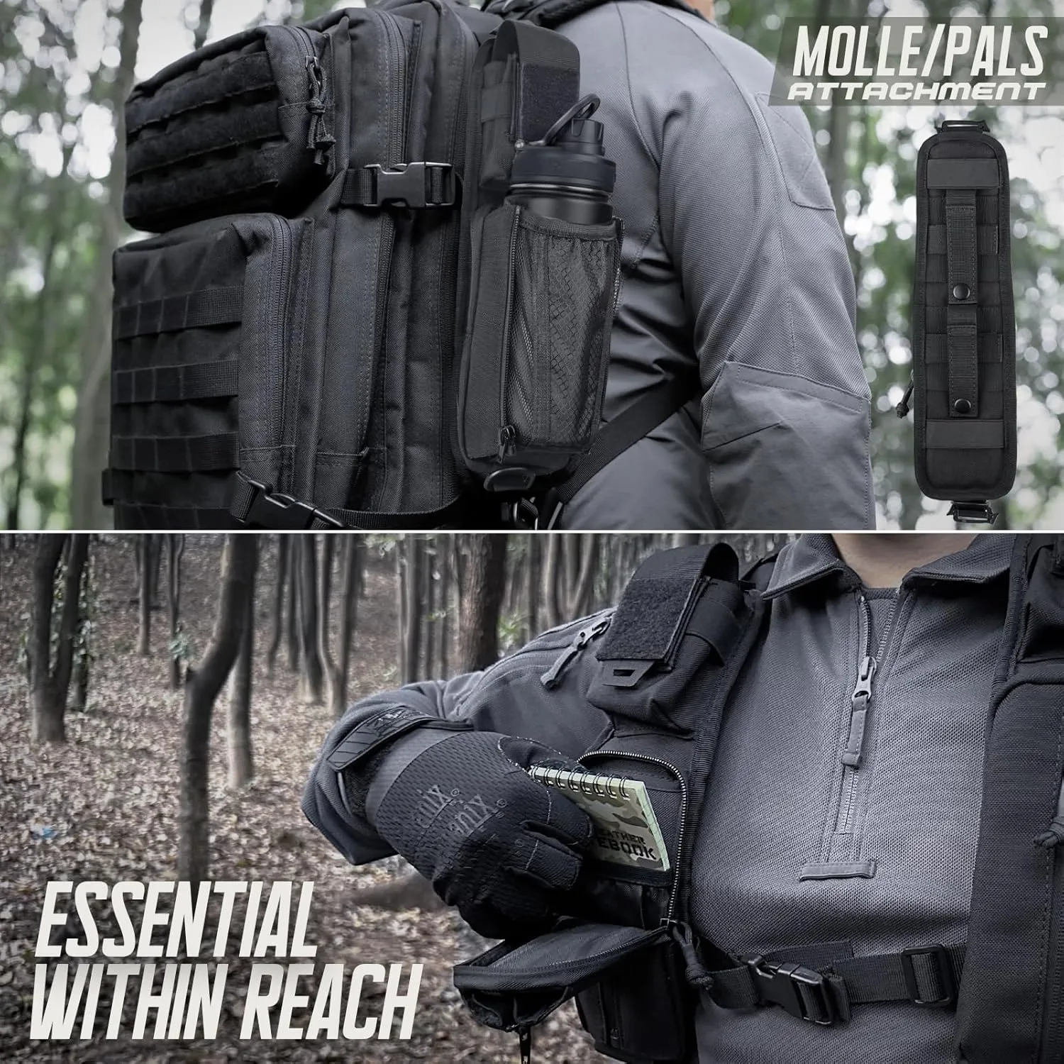 WYNEX Molle Tactical Pouches of Water Bottle Pouch Version, Tactical Accessories Backpack Strap Pouch Water Bottle Carrier Holder Molle Accessories for Backpacks