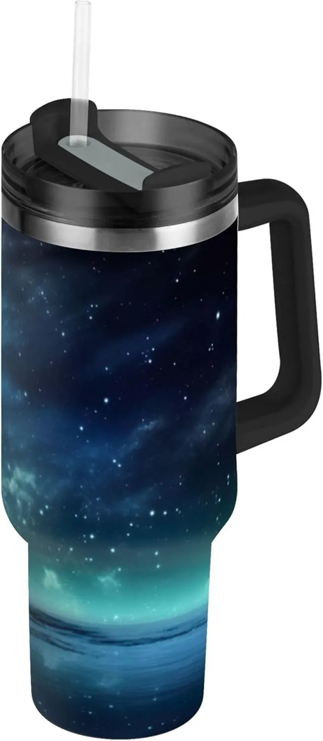 xigua 30 oz Lighthouse Tumbler with Handle and Straw Lid, Stainless Steel Vacuum Insulated Sports Water Bottle, Keeps Cold or Hot Coffee Cup Travel Mug
