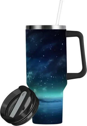 xigua 30 oz Lighthouse Tumbler with Handle and Straw Lid, Stainless Steel Vacuum Insulated Sports Water Bottle, Keeps Cold or Hot Coffee Cup Travel Mug