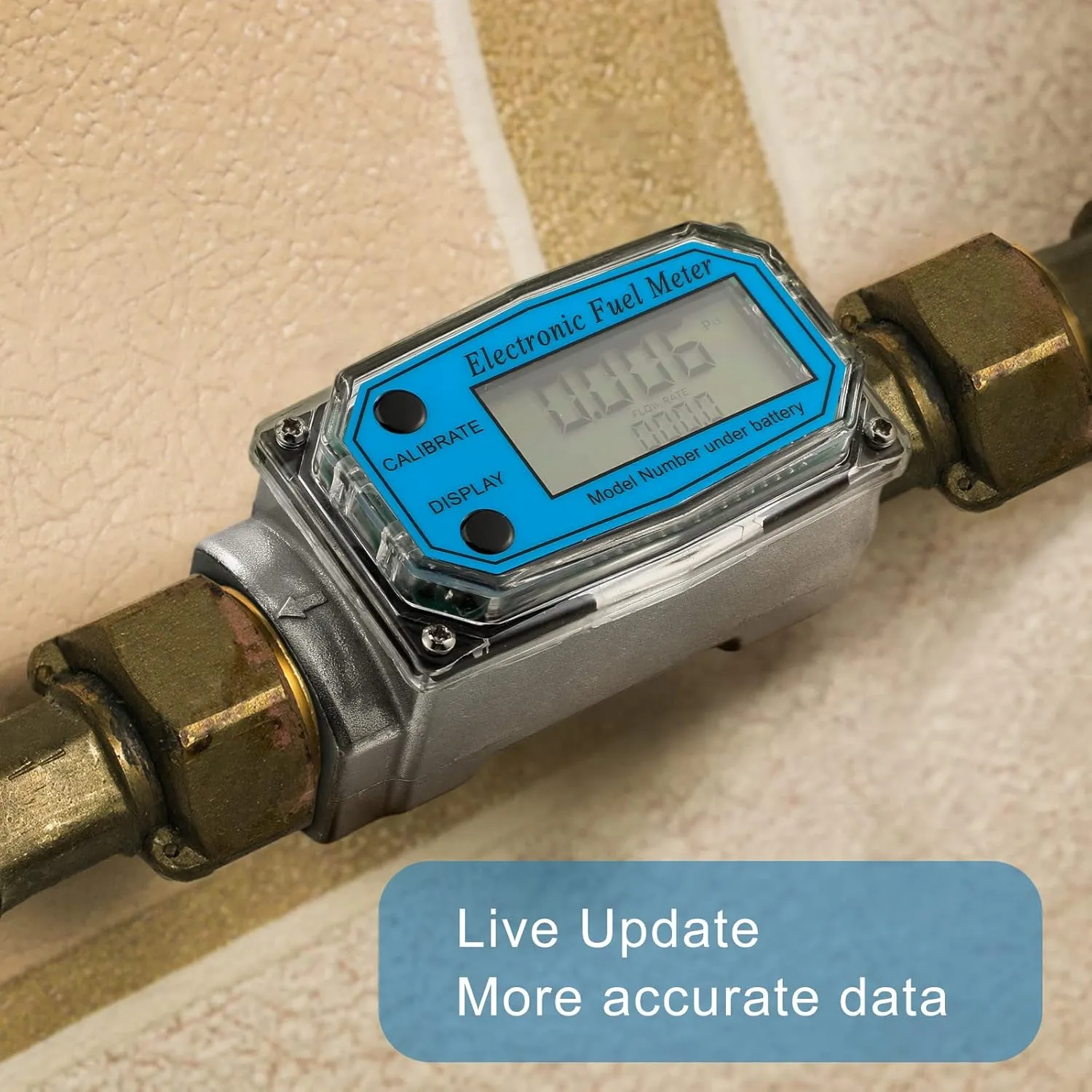 Xuhal 2 Pcs Digital Turbine Flow Meter Fuel Flow Meter Electronic Fuel Meter with Digital Display Gas Oil Fuel Flow Meter Water Flow Meter ±1% Accuracy for Measure Diesel Kerosene Gasolin (1 Inch)
