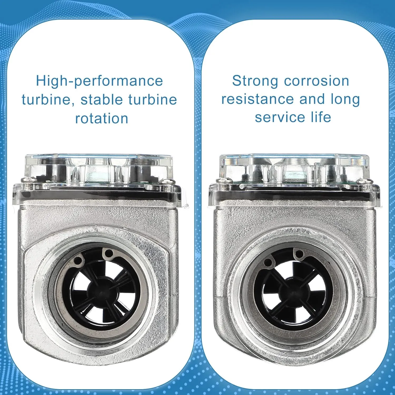 Xuhal 2 Pcs Digital Turbine Flow Meter Fuel Flow Meter Electronic Fuel Meter with Digital Display Gas Oil Fuel Flow Meter Water Flow Meter ±1% Accuracy for Measure Diesel Kerosene Gasolin (1 Inch)