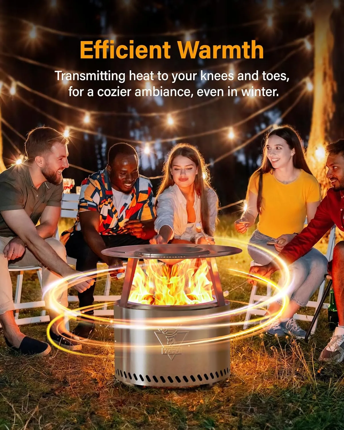 YEFU Fire Pit with Removable Ash-Pan: Smokeless Firepit 304 Stainless Steel Material - Outdoor Fire Pit Silver 19 inch - Smokeless Firepit for Outside Outdoor Patio Camping Backyard
