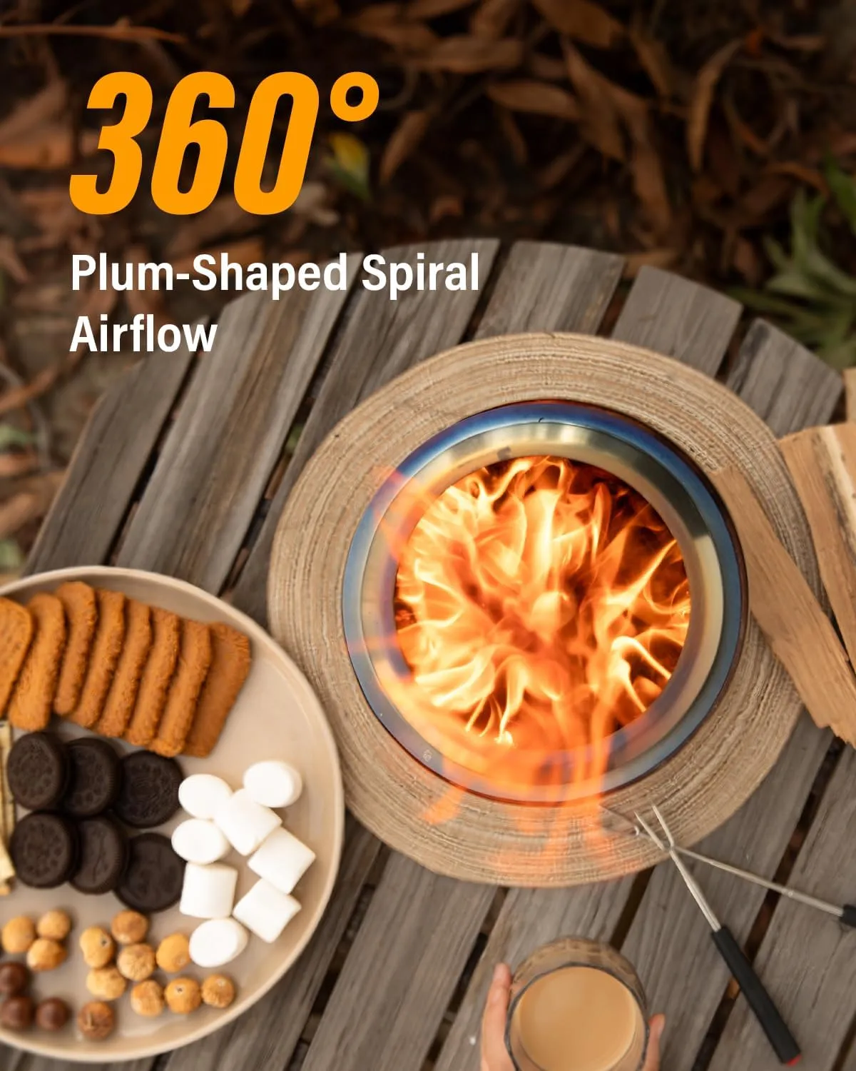 YEFU Tabletop Fire Pit 9.7 x 7.1 in, Low Smoke Camping Stove for Outdoor & Patio, Fueled by Pellets or Wood, Safe Burning Table Top Firepit, with Travel Bag & 2 Mini Sticks & Fireproof Mat, Black