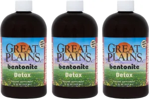 Yerba Prima Great Plains Bentonite Clay - 16 oz (Pack of 3) - Natural Internal Liquid Clay Cleansing Supplement