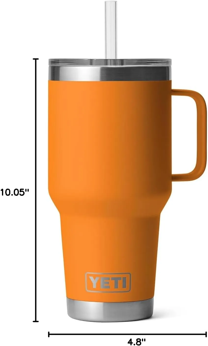 YETI Rambler 35 oz Tumbler with Handle and Straw Lid, Travel Mug Water Tumbler, Vacuum Insulated Cup with Handle, Stainless Steel, King Crab
