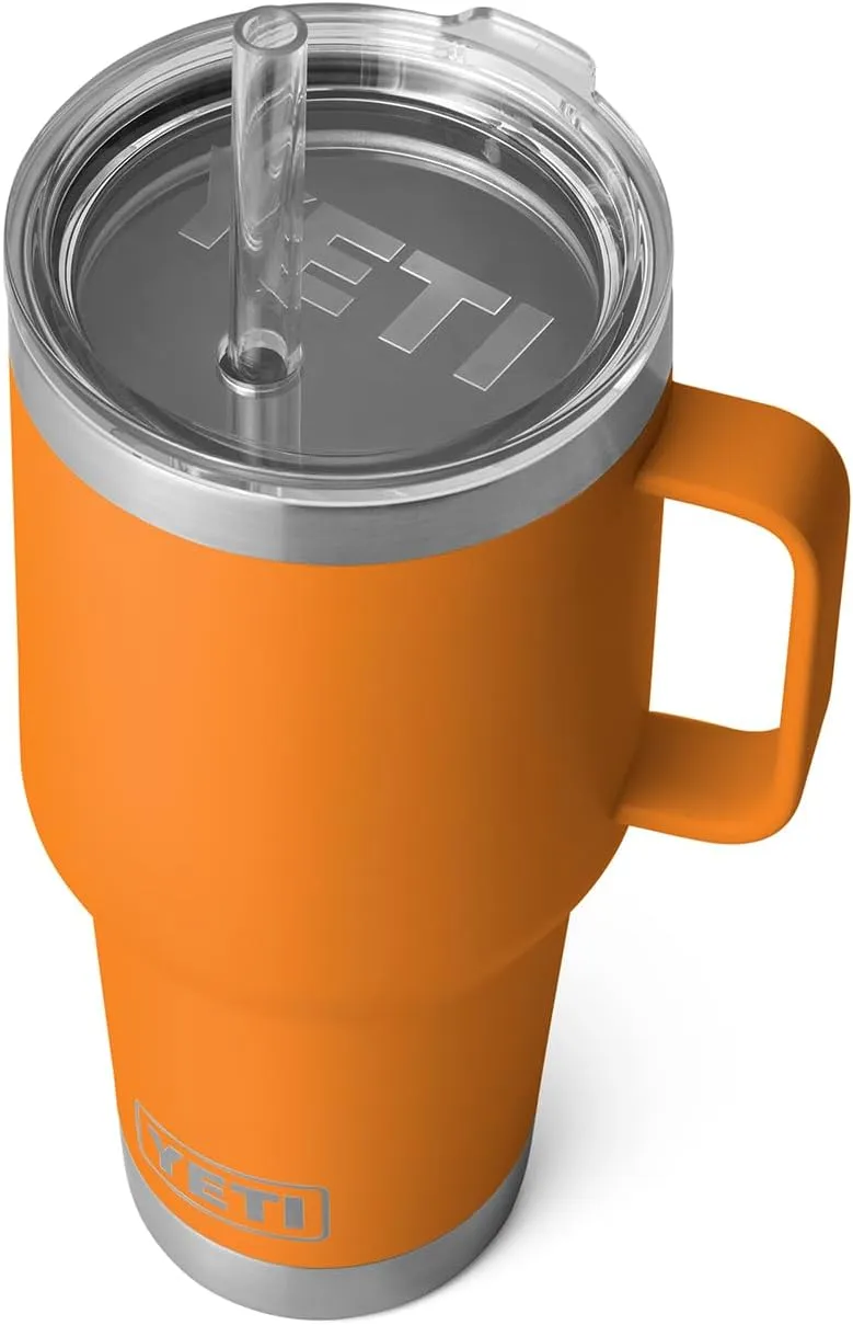 YETI Rambler 35 oz Tumbler with Handle and Straw Lid, Travel Mug Water Tumbler, Vacuum Insulated Cup with Handle, Stainless Steel, King Crab