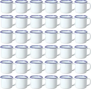 Yinder Mini Enamel Camping Coffee Mugs Metal Small Classic Portable White Campfire Mugs Bulk Vintage Cups with Handle for Coffee Tea Picnic Travel Indoor Outdoor Activities (36 Pcs,4 oz)