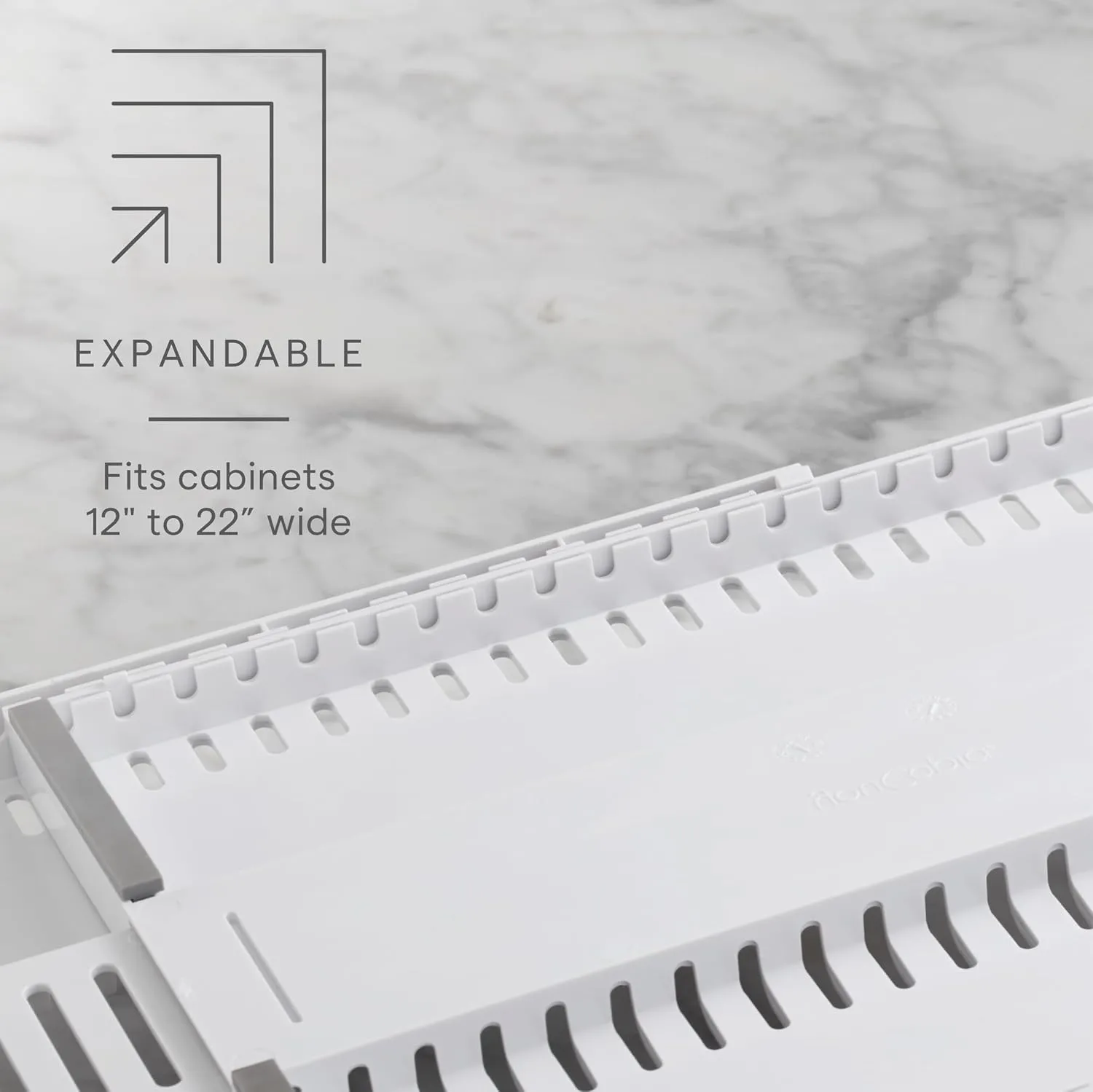 YouCopia StoreMore Expandable Cookware Rack, Adjustable Pan Organizer for Kitchen Cabinet Storage, White