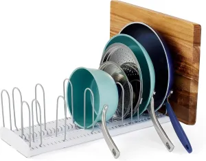 YouCopia StoreMore Expandable Pan and Lid Rack, Adjustable Pot Lids and Pans Organizer for Kitchen Storage, 12.5”-22” Wide