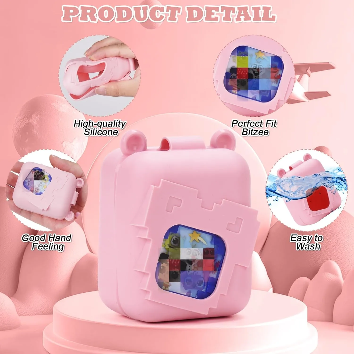 YouKnow Silicone Case for Bitzee Disney Interactive Toy Digital Pet and Case, Protective Skin Sleeve for Bitzee Virtual Electronic Pets Accessories (Case Only) (Pink)