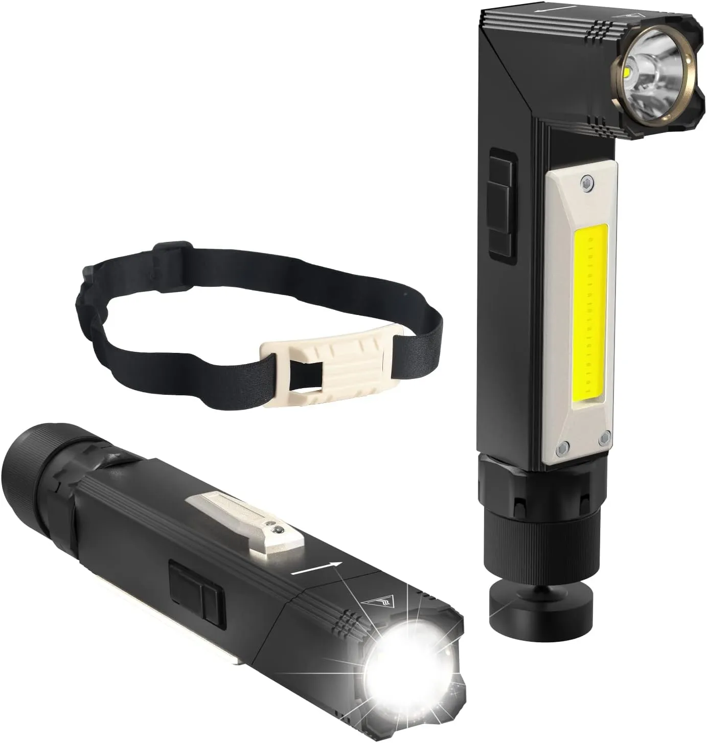 YouTeMei Rechargeable Magnetic Flashlight Super Bright 1000 lumens 5 Modes led Flashlight for Camping,Garage Work, 90°Twist Pocket Tactical Flashlight IP65 Waterproof