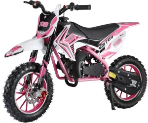 YOXIER 50cc Dirt Bike, 2-Stroke Kid Dirt Bike, Dirt Bikes for Kids 8-14, Off Road Gas Power Mini Pocket Motorcycle with Front Rear Disc Brakes, Mini Dirt Scooter Bike with Max Speed 40KM/H Pink