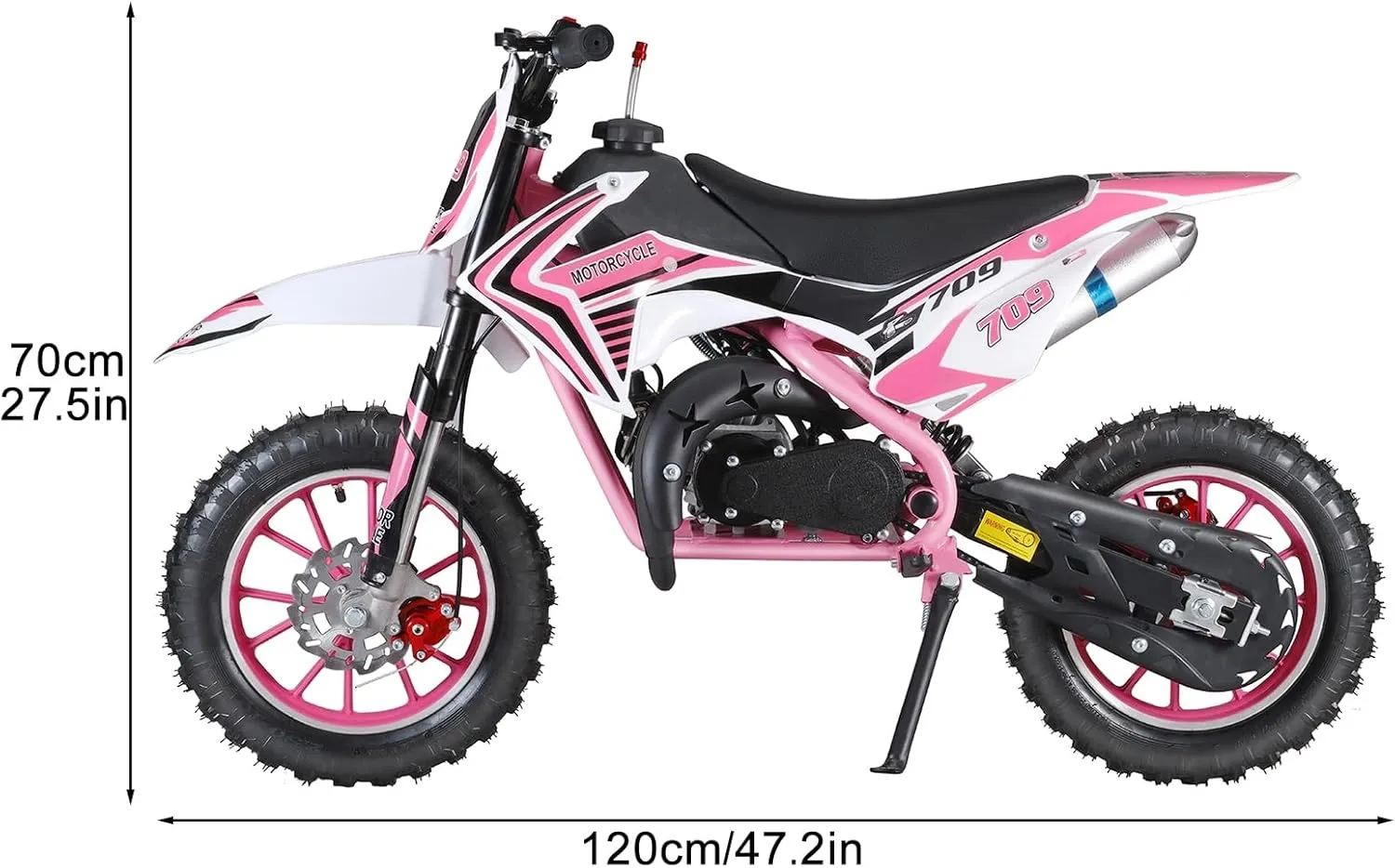 YOXIER 50cc Dirt Bike, 2-Stroke Kid Dirt Bike, Dirt Bikes for Kids 8-14, Off Road Gas Power Mini Pocket Motorcycle with Front Rear Disc Brakes, Mini Dirt Scooter Bike with Max Speed 40KM/H Pink