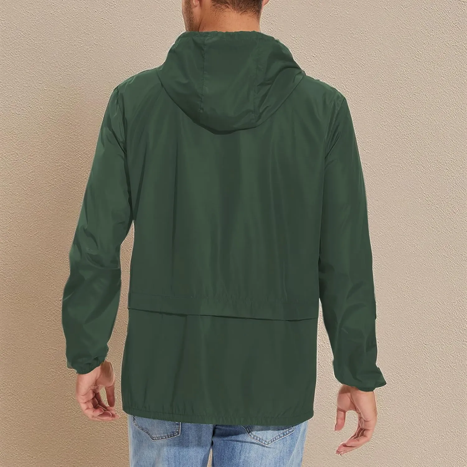 Zando Packable Mens Rain Jacket Lightweight Raincoat Waterproof with Hood Outdoor Windbreaker Jacket Travel Rain Jackets