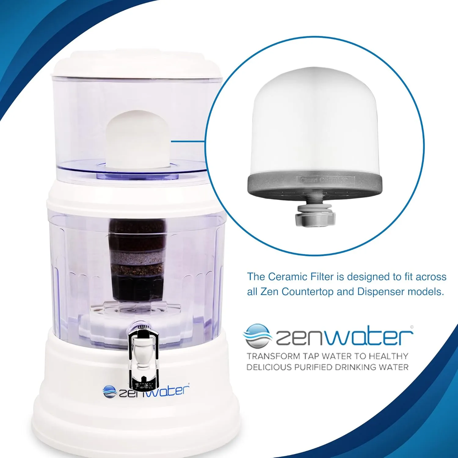 Zen Water – Genuine Micro Ceramic Dome Filter Replacement Exclusively for Zen Water Filter System, Portable Water Purification System Filter