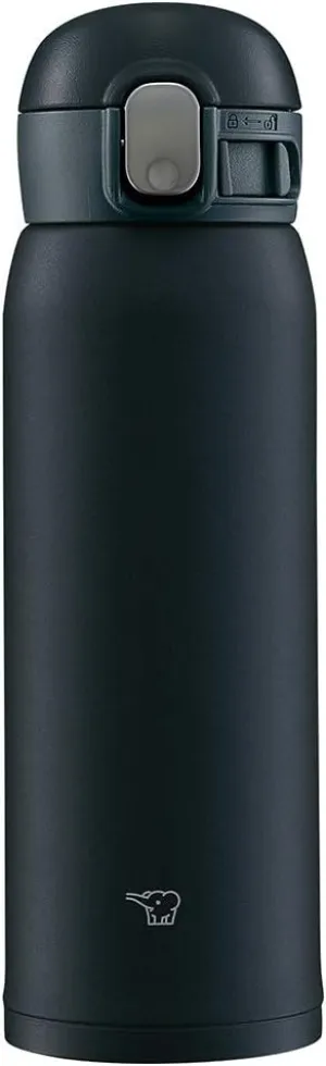 Zojirushi SM-WA48-BA Water Bottle, One-Touch Stainless Steel Mug, Seamless 0.48L Black
