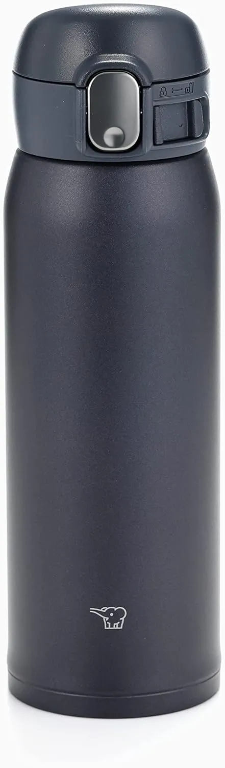 Zojirushi SM-WA48-BA Water Bottle, One-Touch Stainless Steel Mug, Seamless 0.48L Black