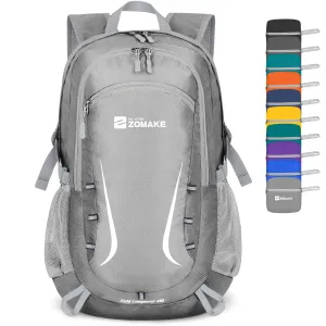 ZOMAKE Lightweight Packable Backpack 35L, Foldable Backpacks Water Resistant Collapsible Light Daypack for Hiking(Silver Grey)
