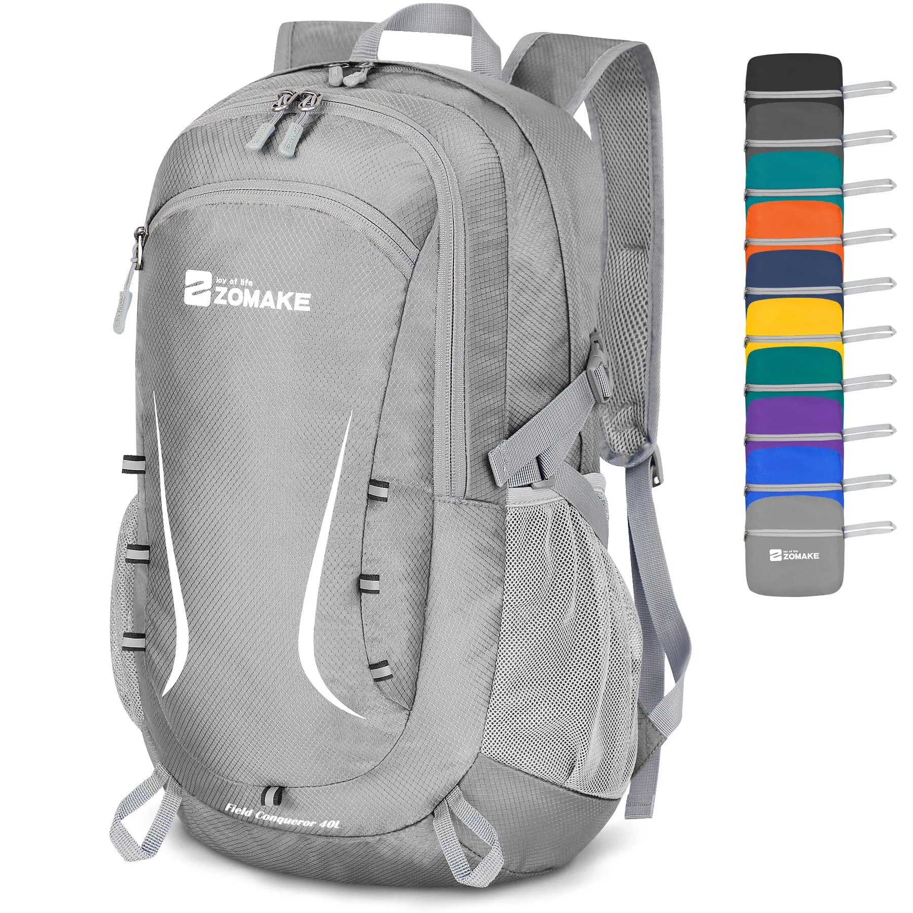 ZOMAKE Lightweight Packable Backpack 35L, Foldable Backpacks Water Resistant Collapsible Light Daypack for Hiking(Silver Grey)