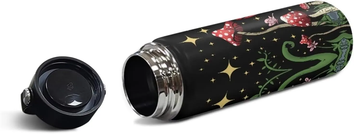 ZOUTAIRONG Butterfly Mushroom Insulated Water Bottle 20 oz Moon Night Stainless Steel Bottle with Handle Thermal Mug Sports Water Bottles for Workout, Bike Galaxy Metal Water Bottle