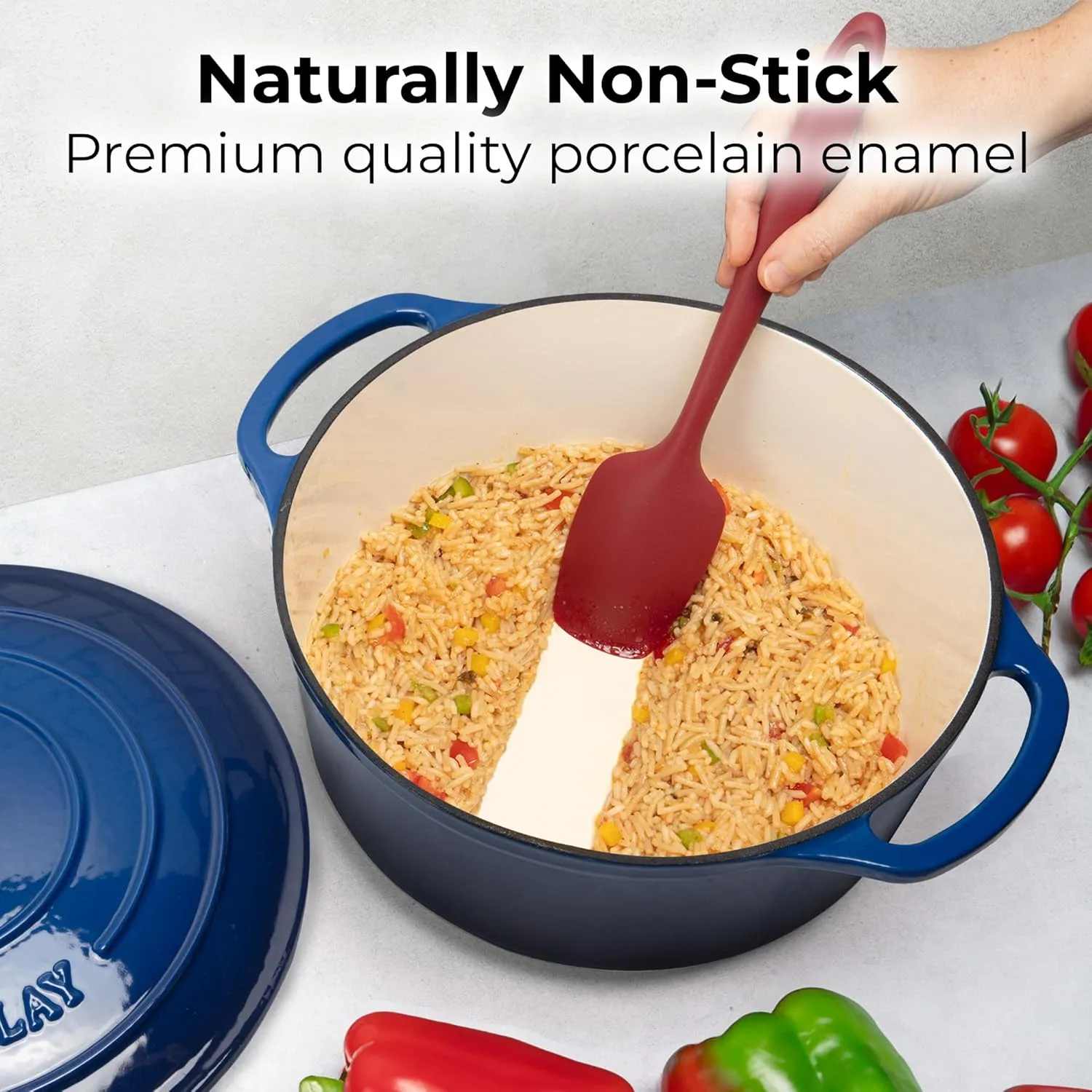 Zulay Kitchen 6 Quart Enameled Cast Iron Dutch Oven with Lid – Premium Durability & Oven Safe up to 500°F – Heavy Duty Cookware Perfect for Bread Baking, Stews, Braising & Roasting – Sapphire Blue